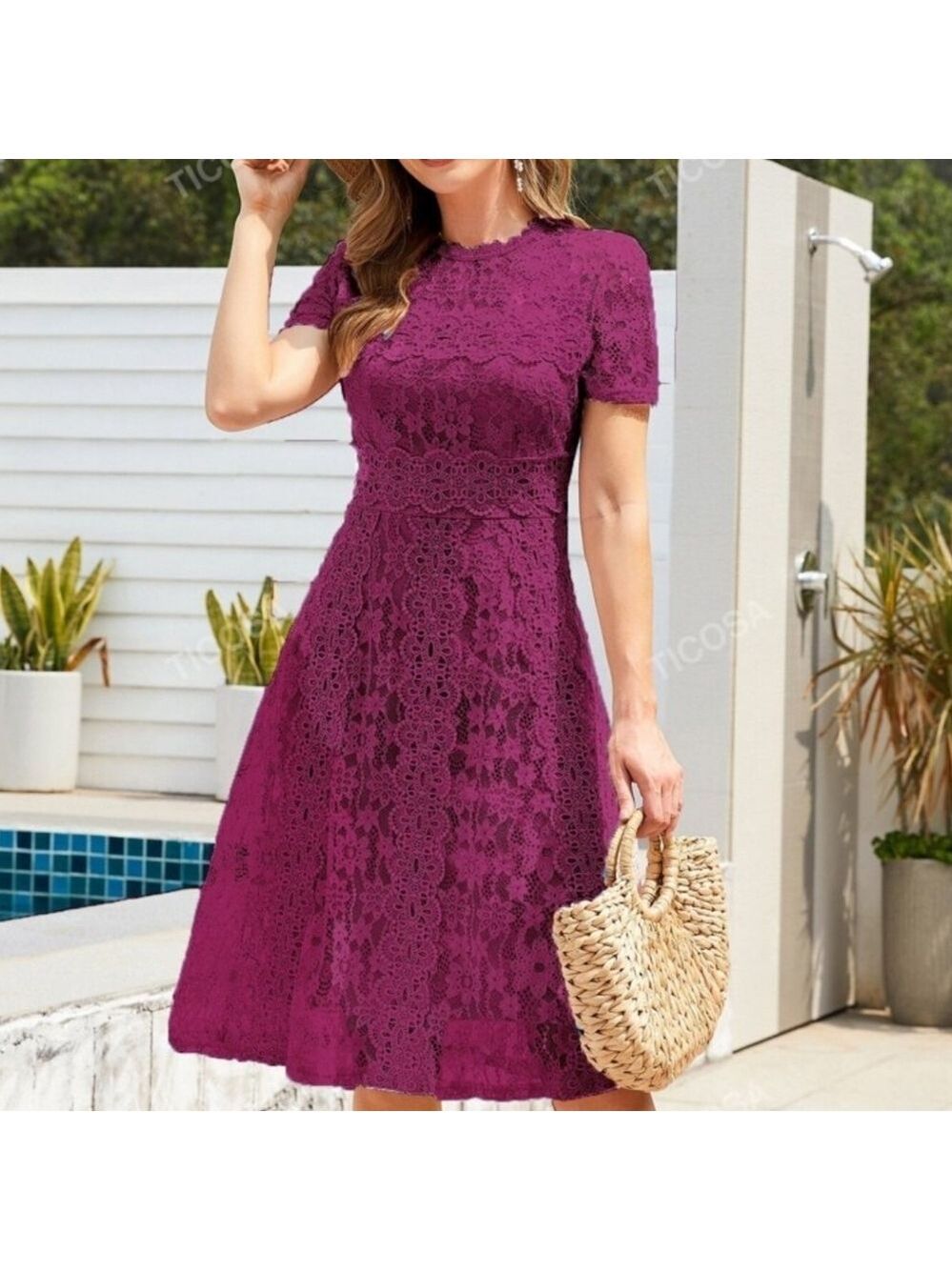 TICOSA  Color  Purple Zip Back Lace Formal Dress NWT Size L